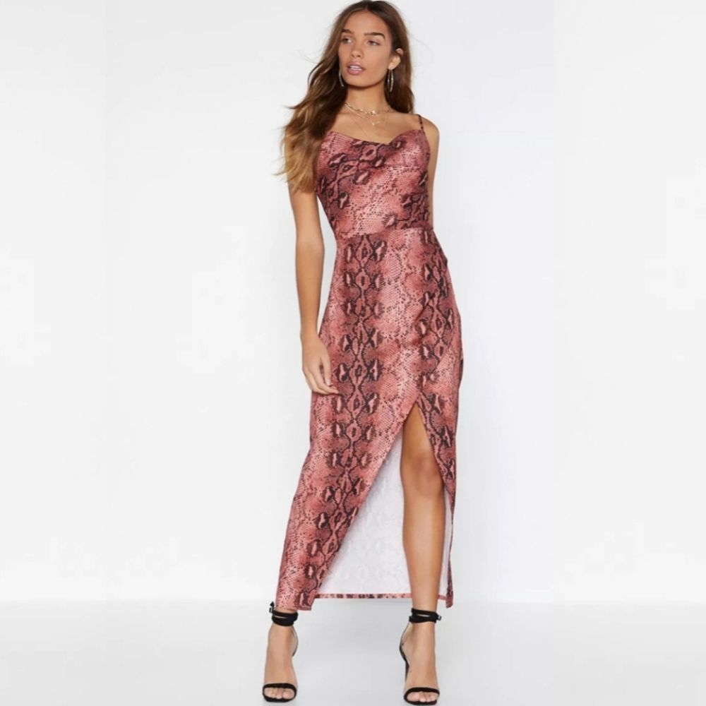 Nasty Gal Snake Print Midi Silhouette Dress